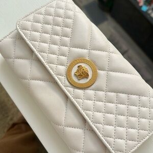 Versace Medusa chain wallet, cream color